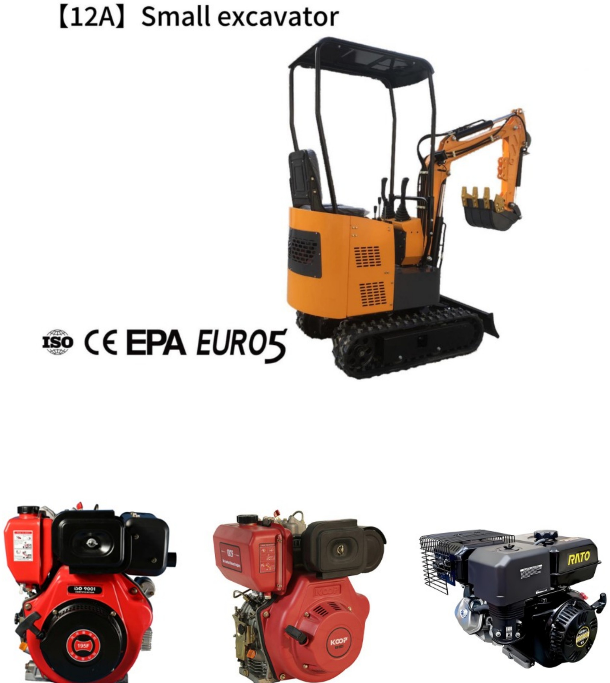12A mini excavator 1.0 ton